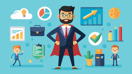 Professional Businessman Character Set with Data Presentation