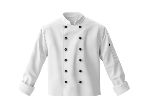 Classic white chef jacket with long sleeves, displayed on a white background. PNG transparent.