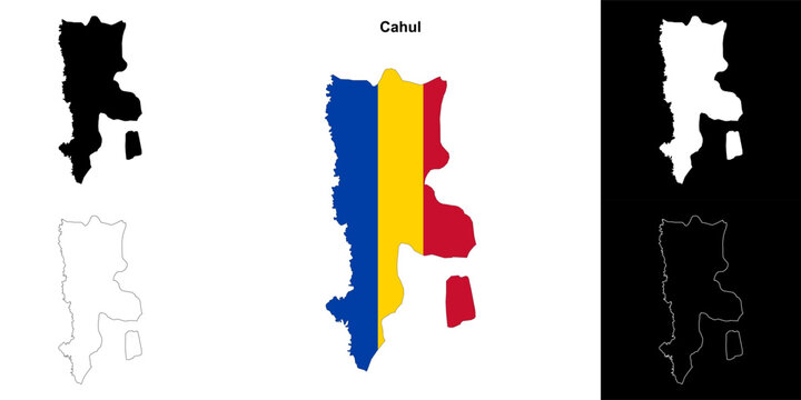 Cahul blank outline map set