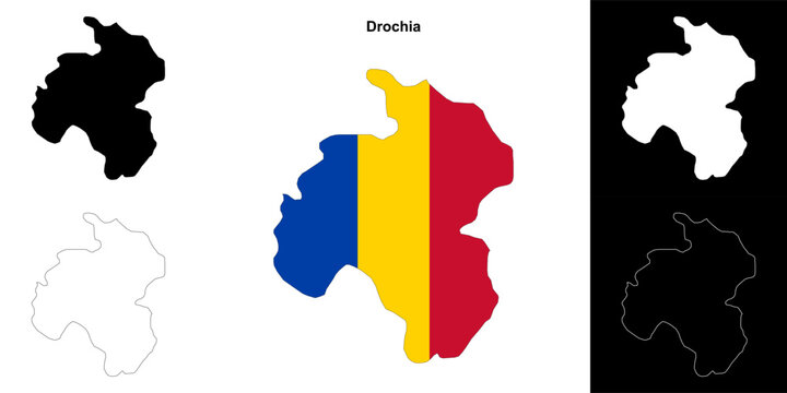 Drochia blank outline map set
