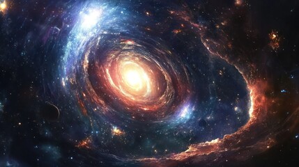 A Spiraling Galaxy with a Bright Core and Scattered Stars