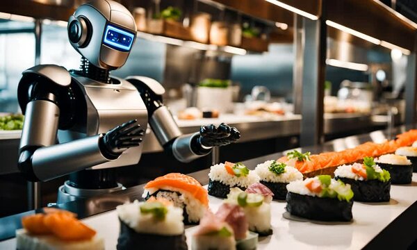Robot in a sushi restaurant.