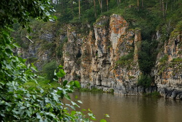 Rocky banks of the Ural river.