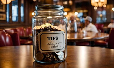 Tip jar at a restaurant.