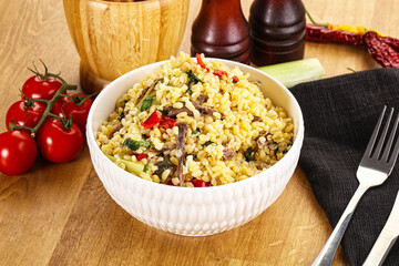 Bulgur with lamb and vegetables