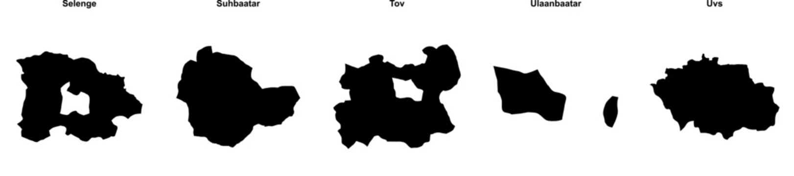 Selenge, Suhbaatar, Tov, Ulaanbaatar, Uvs outline maps