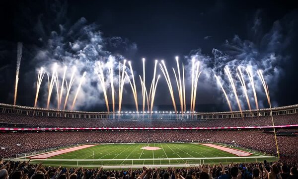 Fireworks in a stadium.