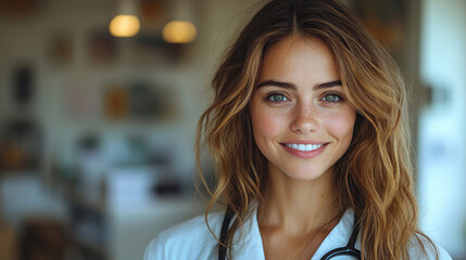 Obraz premium Smiling Female Doctor Portrait, Healthcare Professional