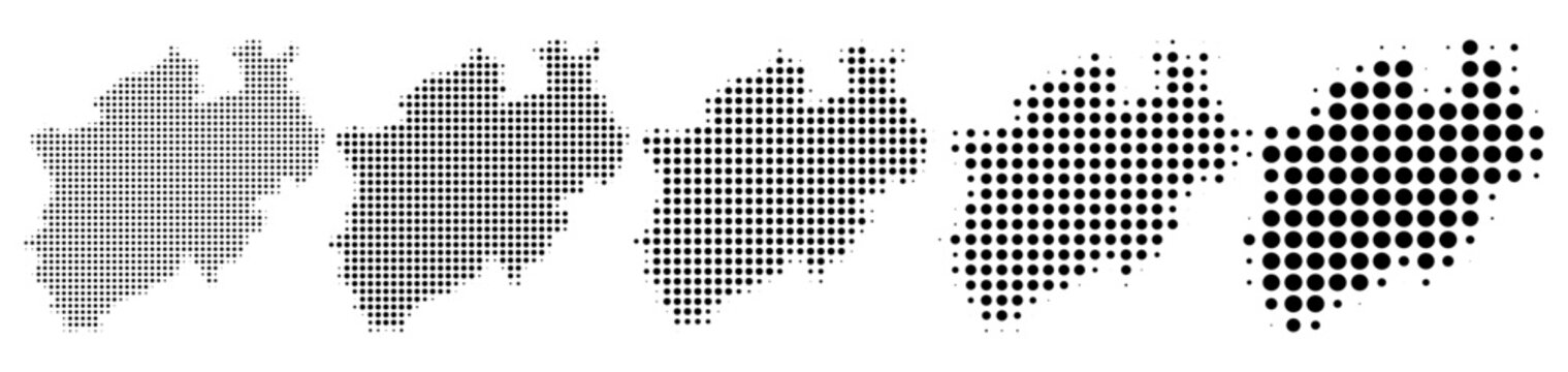 North Rhine-Westphalia Map halftone in different sizes