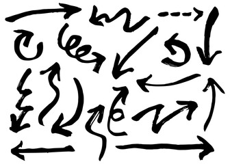 手書きの矢印セット　筆書き