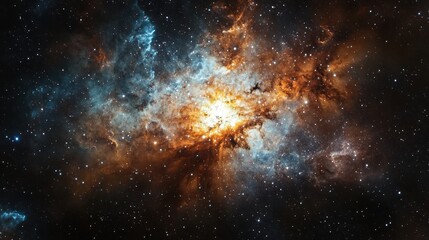 A Stellar Nebula with Bright Orange and Blue Swirls