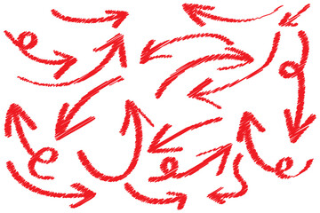 Black charcoal ovals and arrows strokes different forms.Set of design elements on white background.Rough charcoal arrows and circles. Brush elements for notes and underlining in text.