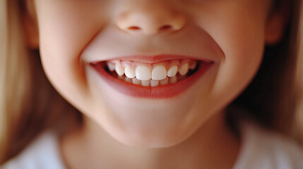 Obraz premium girl smile and showing teeth