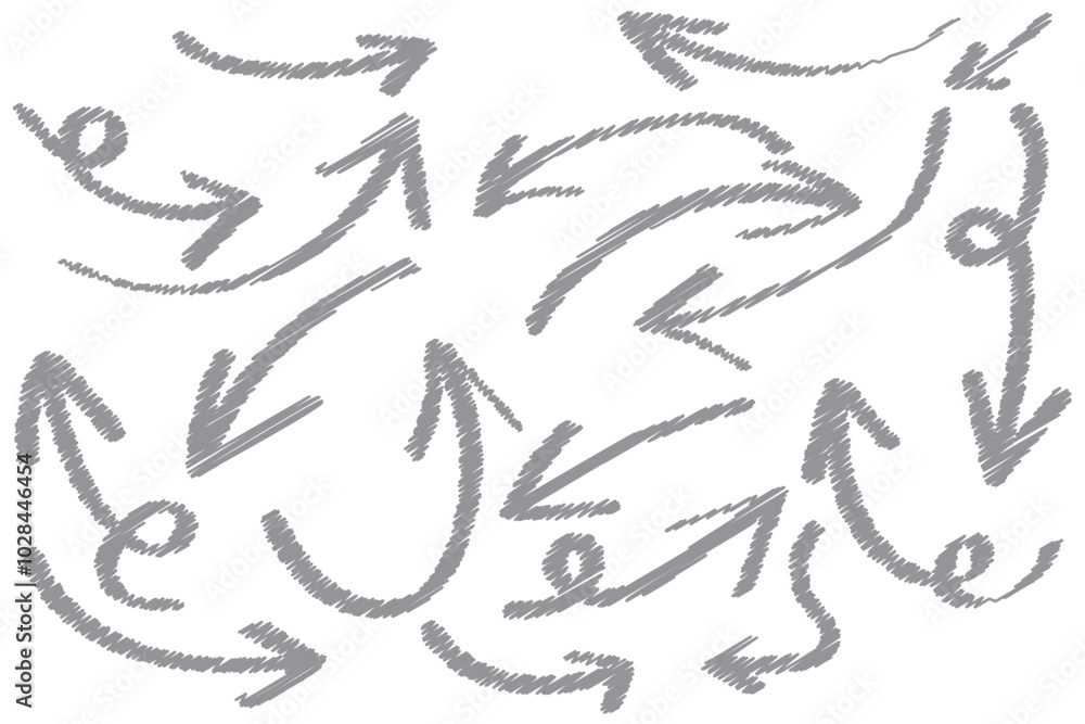 Aufkleber black charcoal ovals and arrows strokes different forms.set of design elements on white background.r