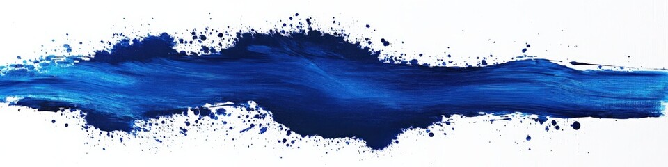 Obraz premium Blue Smear. Abstract Cream Stroke on White Background for Beautiful Label Banner