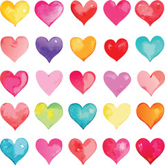 Vibrant Collection of Multicolored Hearts Isolated on White Ideal for Romantic Gifts, Invitations, and Festive Holiday Designs