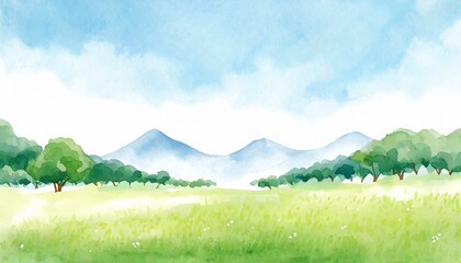 Fototapeta premium 穏やかな草原の風景画