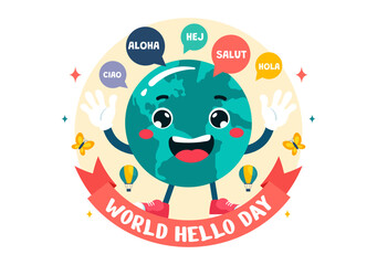 World Hello Day Vector Illustration on November 21 with Speech Bubbles Displaying Greetings in Multiple Languages from Around the in a Background