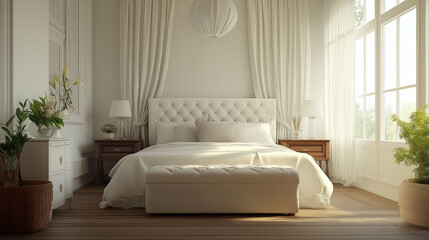 Fototapeta premium Contemporary Bedroom with Chic Interior