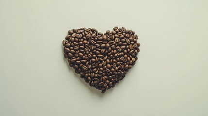 Coffee bean heart shape, romantic image of coffee beans carefully arranged in the shape of a heart