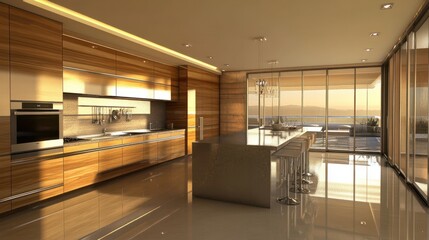 Fototapeta premium A sleek, contemporary kitchen design with a focus on modern appliances