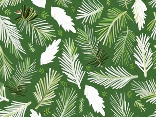White Christmas Illustration Pattern on a Vibrant Background