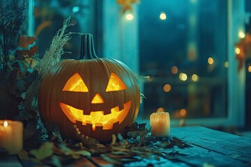 Obraz premium halloween decoration, copy space with generative ai