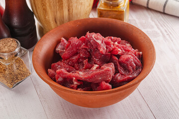 Raw beef meat - sliced strips