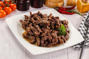 Stew beef slices with gravy