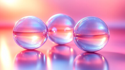Elegant Glass Orbs with Colorful Reflections in Light