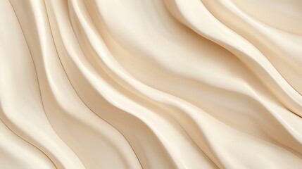 Fototapeta premium Close-up of a cream-colored fabric with flowing waves.