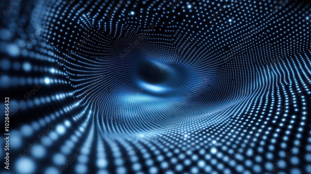 Poster futuristic blue abstract grid background with dots and squares