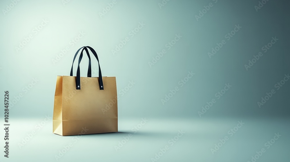 Sticker a minimalistic shopping bag with a single handle on a white background,