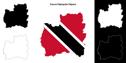 Couva-Tabaquite-Talparo blank outline map set