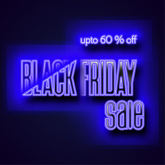  Black Friday sale sign featuring vibrant neon blue text, attracting attention with its bold and eye-catching design