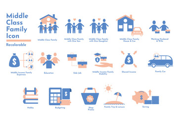 Middle class concept icon. Class system. Professional workforce. Economic stability. Middle class income family icon.