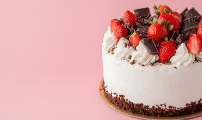 Strawberry chocolate whipped cream cake, Generative AI 
