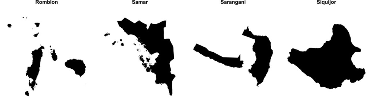 Romblon, Samar, Sarangani, Siquijor outline maps
