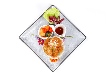 Fried shrimp cakes and plum sauce