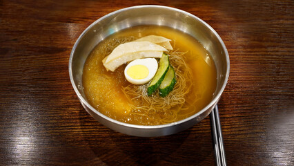 Korean Noodles , with Chopsticks, Traditional Summer Dish