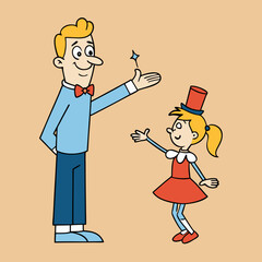 dad shows tricks to his daughter