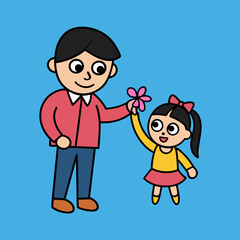 dad shows tricks to his daughter