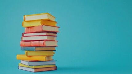 Book Fair. Stack of Education Books in Panorama Format with Copy Space for Reading and Learning Concepts