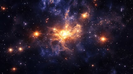 Fototapeta premium Star-Filled Galaxy with Bright Nebula and Glowing Stars