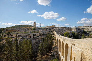 Gravina in Puglia on a sunny summer day, province of Bari, Apulia, southern Italy. Bell tower