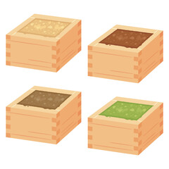 木製の升に盛られたティラミスセット