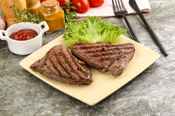 Delicus grilled beef steak with sauce