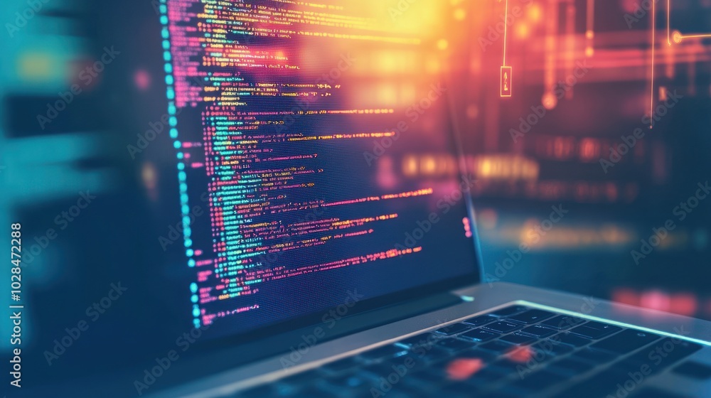 Poster laptop with coding