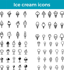 Ice Cream icons vector frozen dessert sweet treat colorful illustration