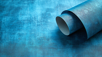 Textured blue wallpaper with subtle detailing and a